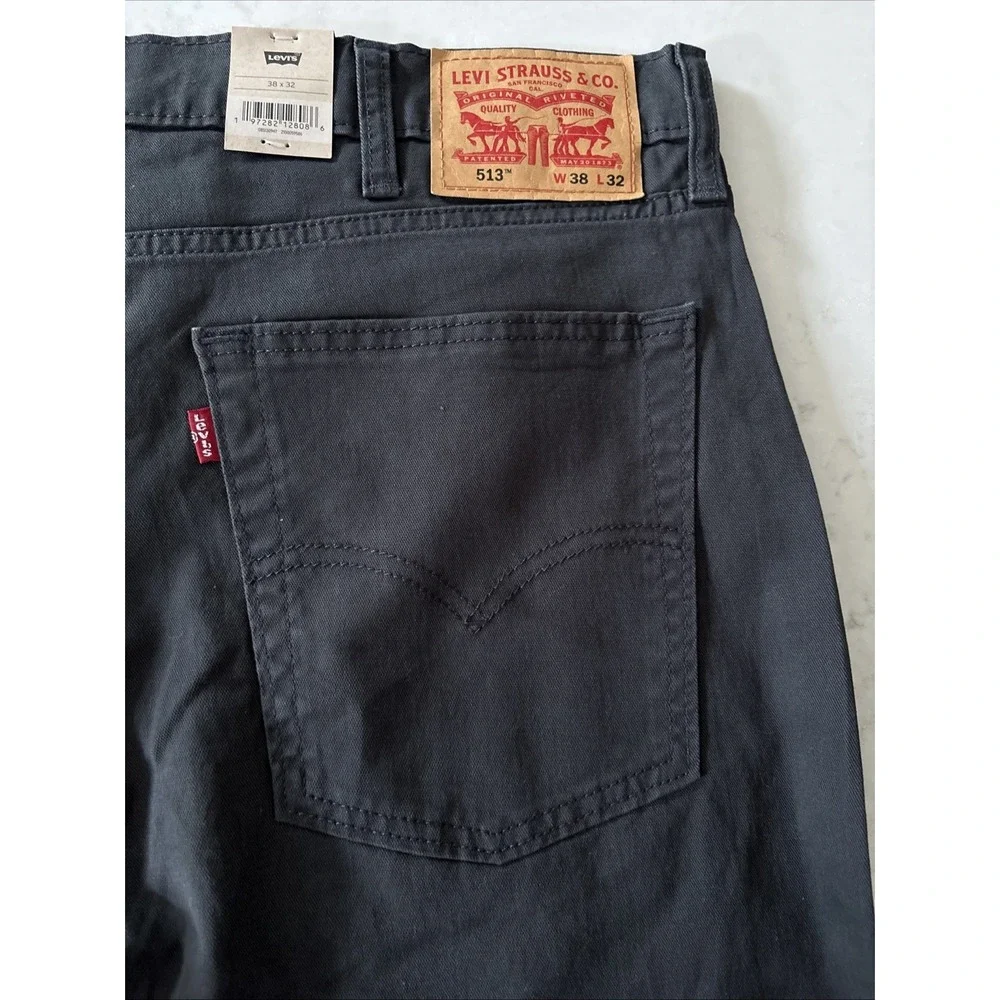 Levi's 513 Slim Straight Stretch Dark Gray Jeans Men's Size 38x32